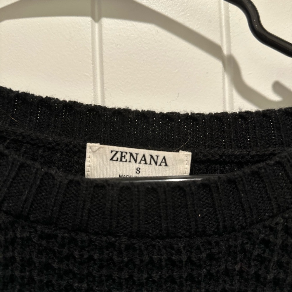Zenana Black Waffle Knit Sweater - Picture 2 of 2